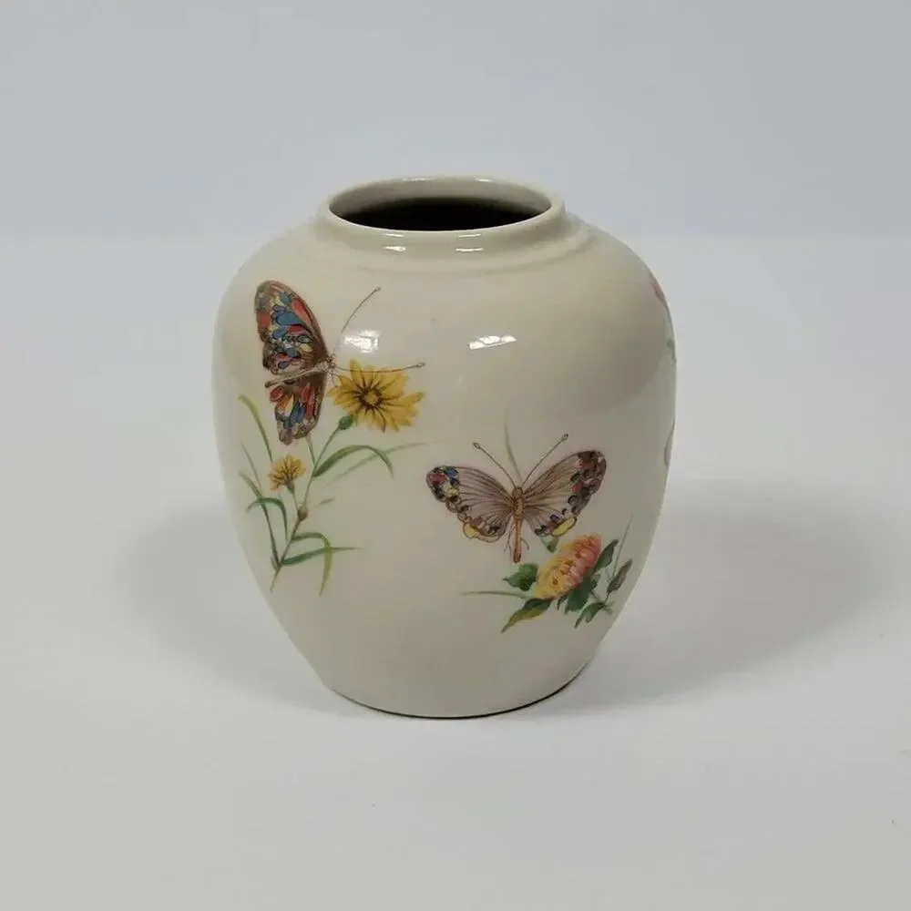 DEW Takahashi San Francisco Butterfly Vase Hand Painted Japan Vintage Porcelain